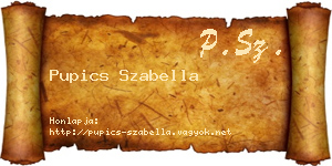 Pupics Szabella névjegykártya